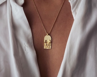 Gemini zodiac pendant necklace ,Constellation necklace, ear symbol necklace