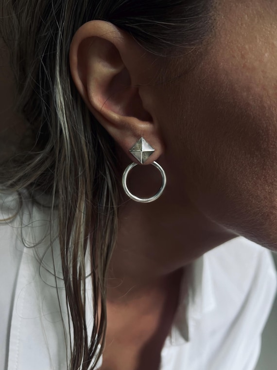 Silver stud earrings, silver hoop earrings, geometric earrings,silver ear cuffs , fancy earrings