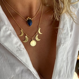 Blue necklace,sterling silver necklace,lapis lazuli necklace,lapis necklace,gold necklace,gold pendant,blue stone necklace