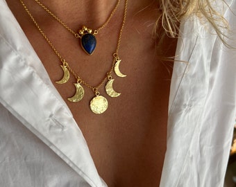 Collier bleu, collier en argent sterling, collier lapis-lazuli, collier lapis, collier en or, pendentif en or, collier en pierre bleue