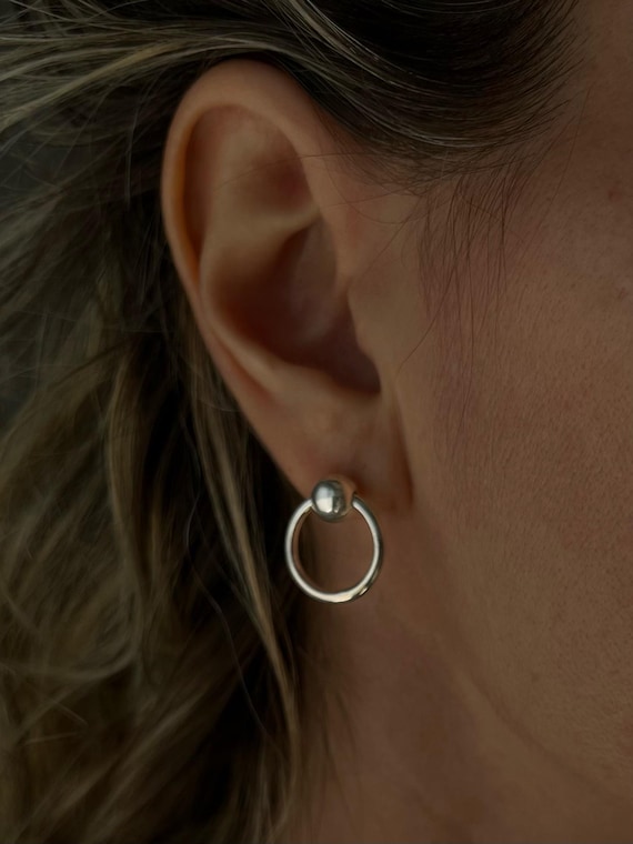 Simple stud earrings,sterling silver earrings,hoop earrings,cycle earrings,gift for her,small hoop earrings,dainty earrings,orb earrings