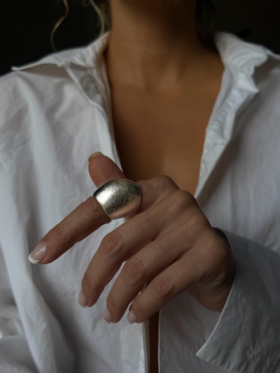 Handmade Sterling Silver Statement Ring: Chunky Contemporary Design