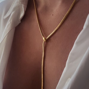 Gold snake chain necklace, gold snake necklace, silver snake chain necklace, silver snake necklace, lariat necklace, gold lariat necklace