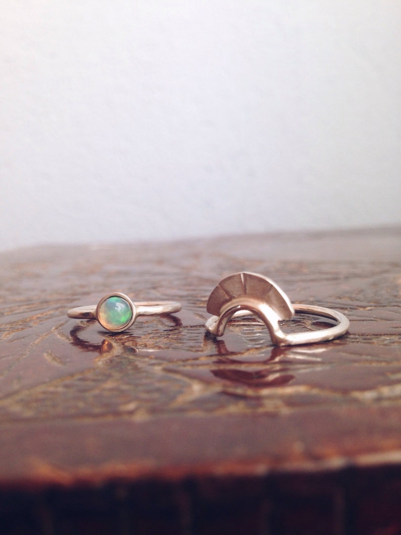 Opal ring,sterling silver ring,stacking rings,rings set,arch ring,dainty ring,boho ring,midi ring,gift for her,ethiopian opal ring image 3