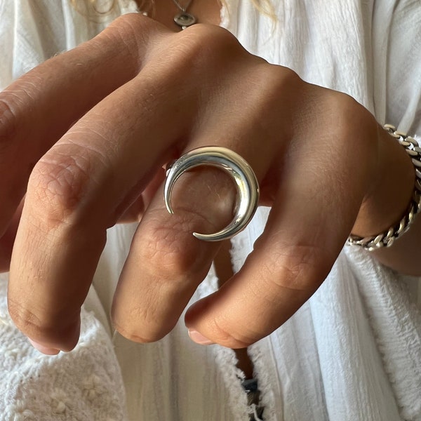 Bestseller ring,silver moon ring,tusk ring,silver 925 ring,sterling silver ring,moon ring,bestselling item,ring,boho ring,solid silver ring