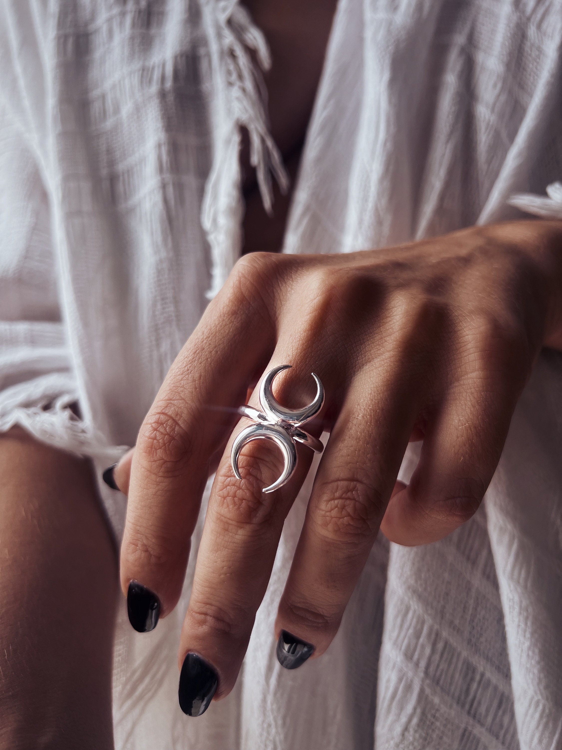 Buy Moon Ring,Full Moon Finger Ring,Moon Jewelry,Simple Ring,Silver Ring,Glass  Cabochon,Beautiful Ring For Women,Popular Jewelry,Adjustable Ring, Online  at desertcartINDIA