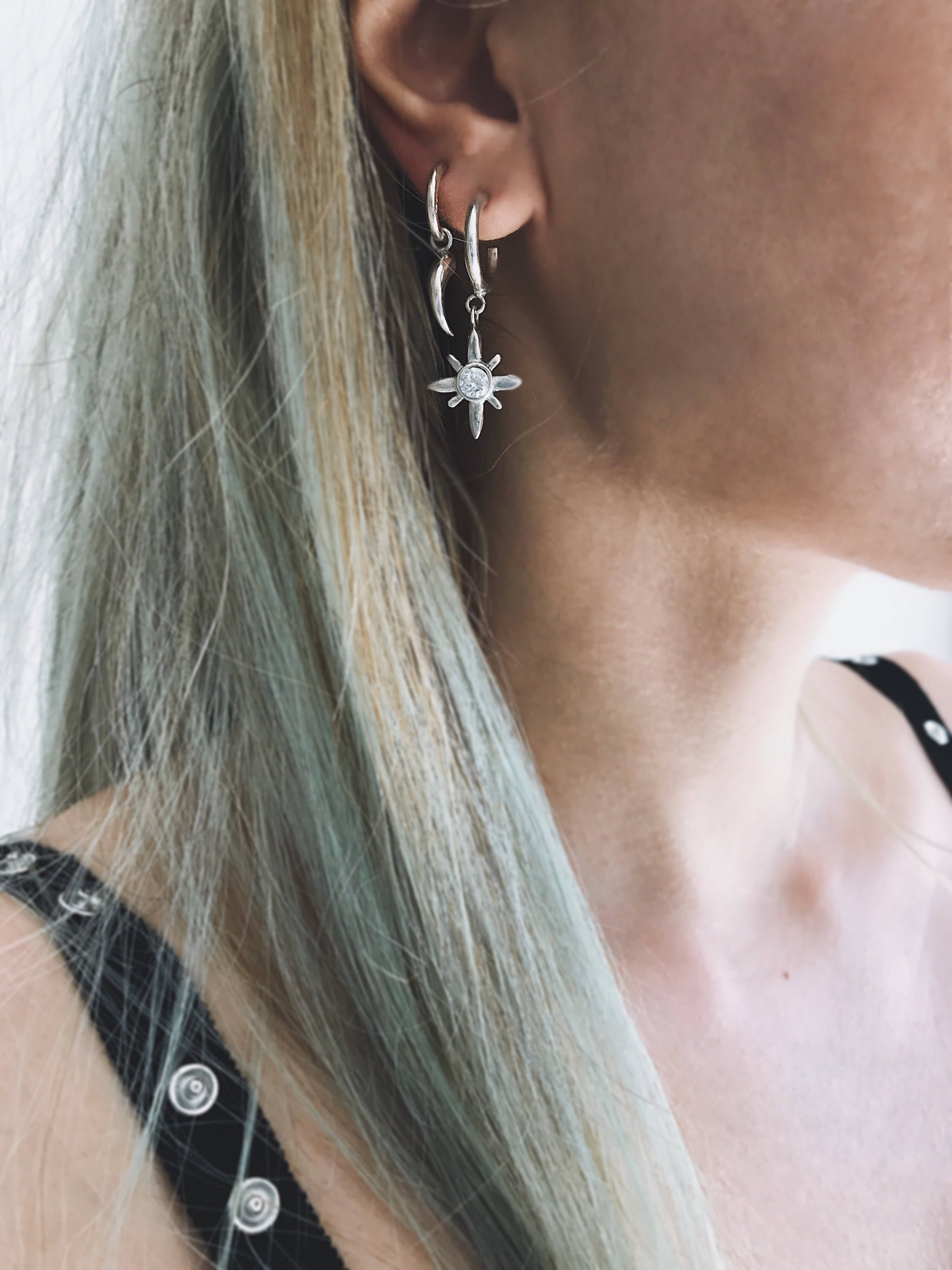 Download Mono Earring Star Earring Single Earrings Tusk Earring Small Hoop Earring Silver Stud Earring Layered Earring Dragon Tooth Earring Horn Ear
