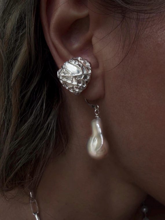 Sterling Silver 925 ear cuffs with natural pearl no piercing earrings