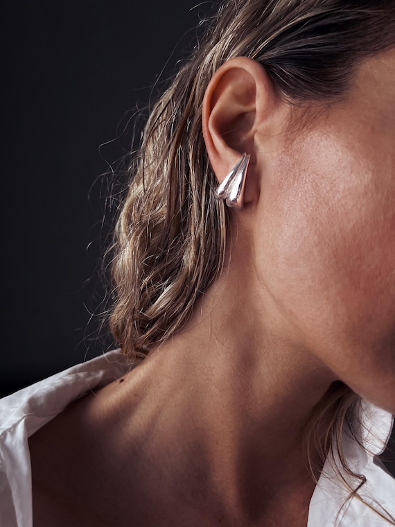 silver earrings, silver studs earrings, silver suspender earrings ,lobe earrings