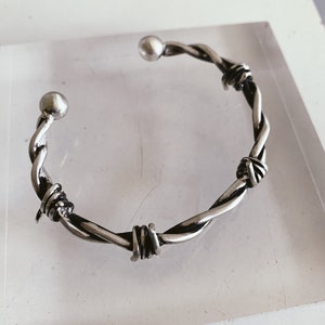 Bracelet en fil de fer barbelé, bracelet en argent sterling, bracelet pour hommes, bracelet de bras en argent, bracelet en argent 925, bracelet en fil de fer, manchette pour hommes, manchette de bras image 8