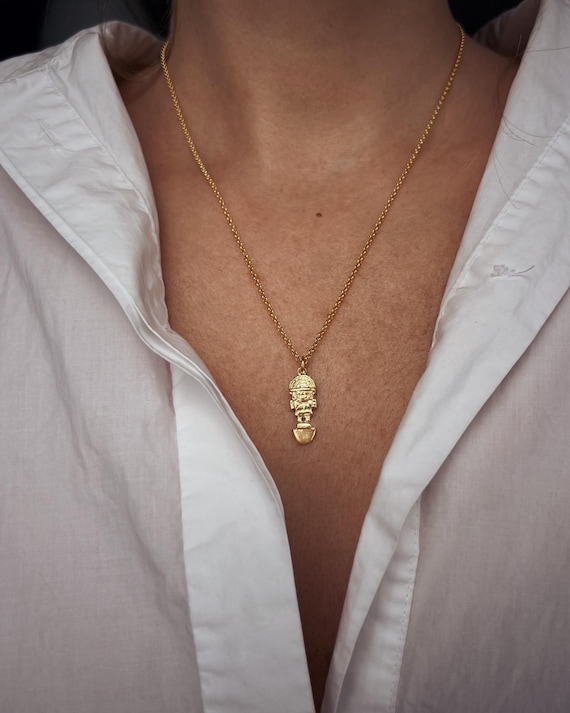 Gold filled Sterling Silver Tumi Necklace: Incas pendant and chain Good Luck Charm