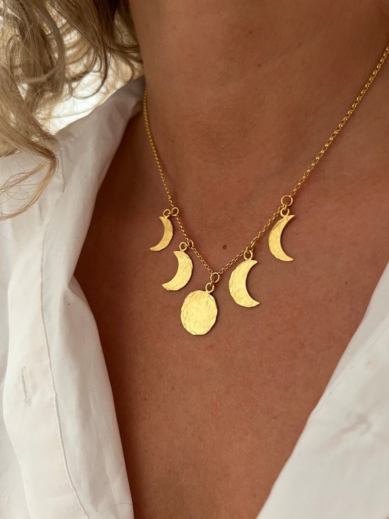 Moon phase silver necklace image 8