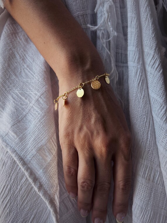 22k gold plated coin bracelet