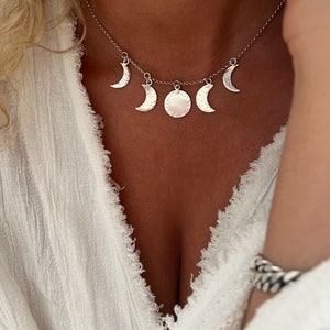 Moon phase silver necklace image 5