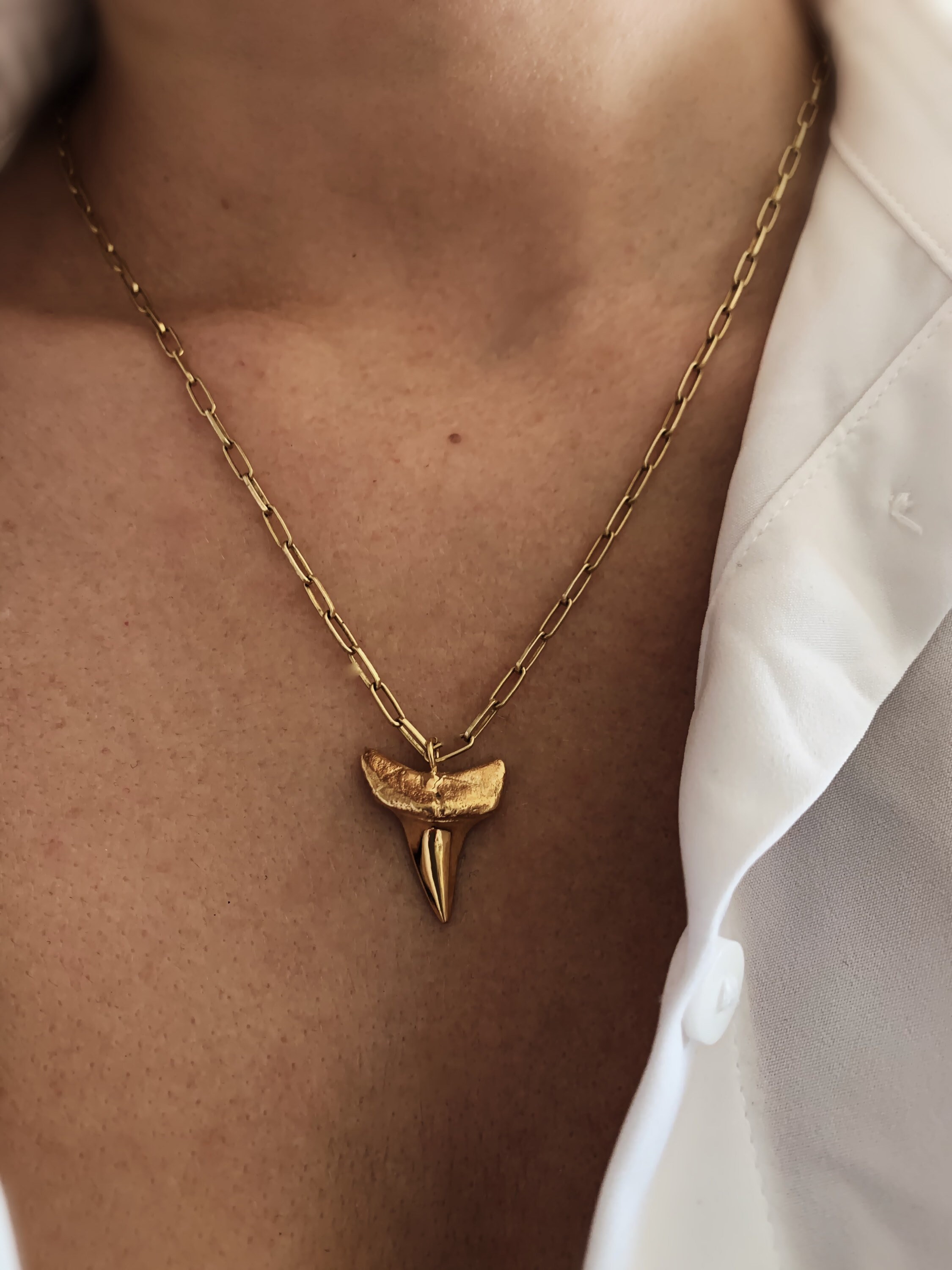 Shark’s tooth necklace,gold shark tooth necklace,silver shark tooth