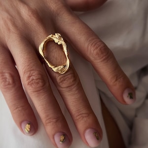 Hollow Sterling Silver Ring: Abstract Organic Shape 18k gold filled