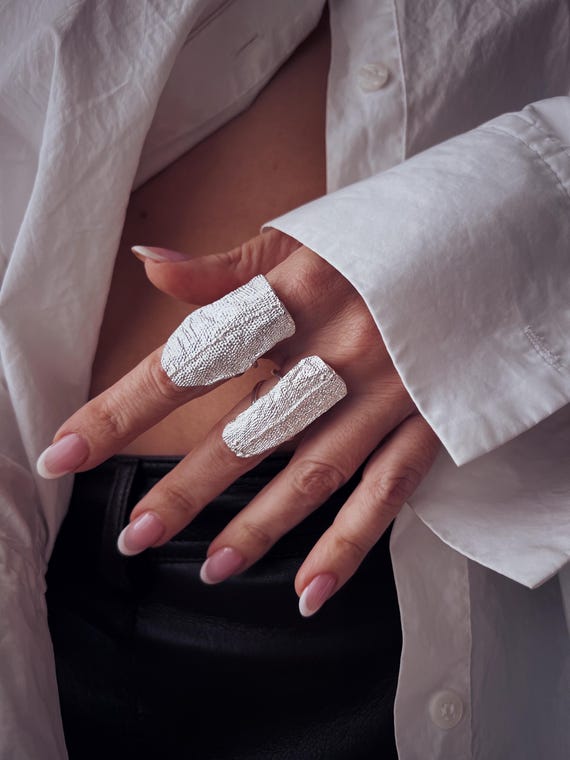 Silver statement Ring set couple rings