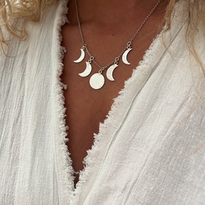 Moon phase silver necklace image 3