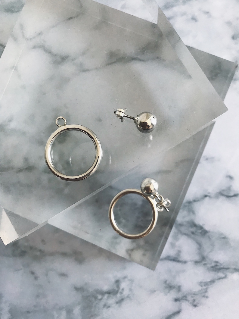 Silver ear jackets,sterling silver ear jackets,silver ball studs,sterling silver hoops earrings,simple ear jackets,silver ear cuff