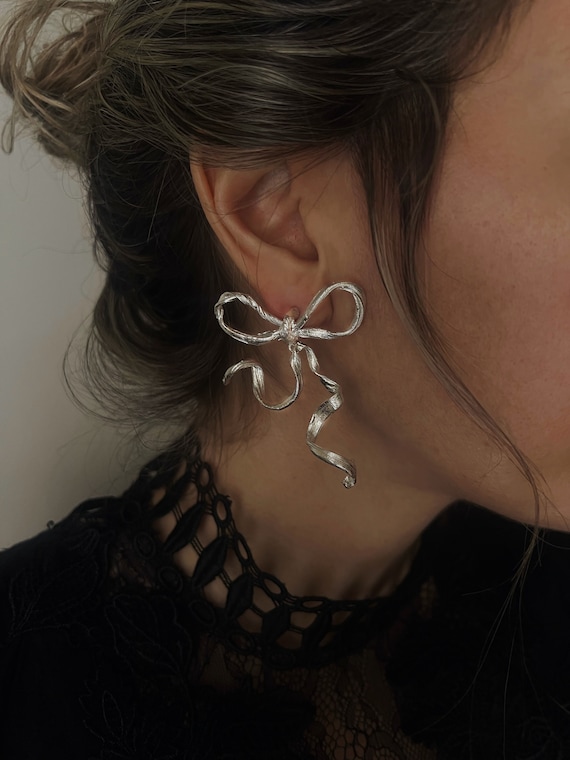 Bow earrings, silver bow earrings , gold bow earrings, rose gold bow earrings