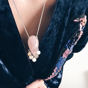 Rose quartz necklace,rose quartz pendant,rose quartz crystal necklace,sterling silver pendant,silver coins necklace,silver 925 necklace