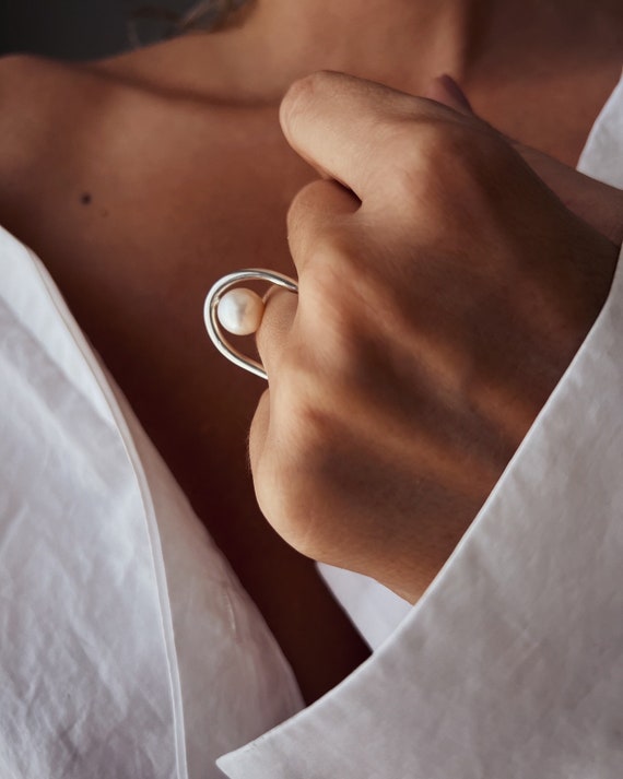 Pearl ring,gold ring with pearl ,natural pearl ring , gold filled ring , silver ring with pearl