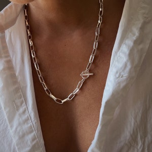 Silver chain Necklace,silver chain Necklace,silver link Necklace,chunky necklace,paperclip chain necklace,grunge necklace,mens necklace