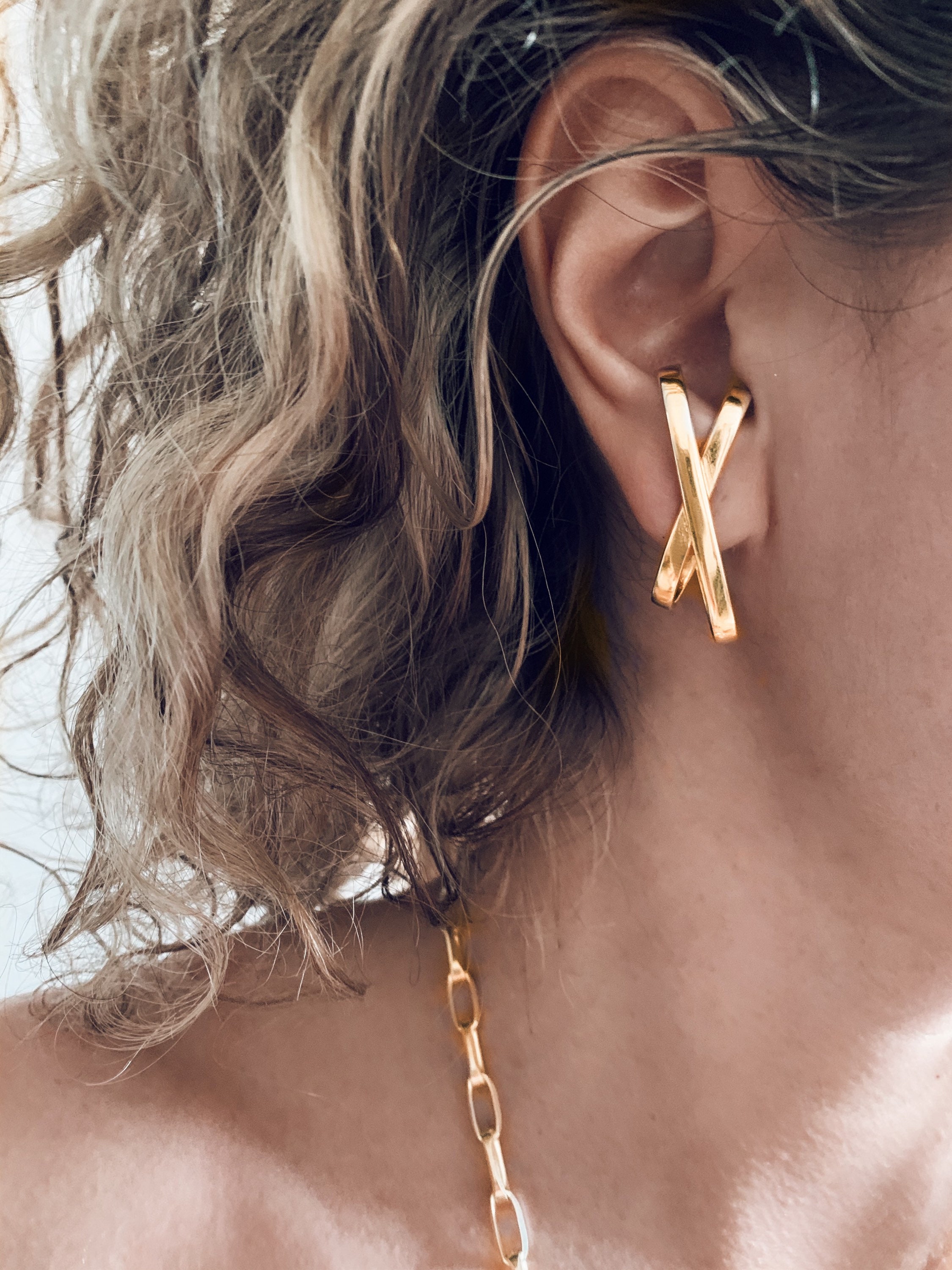 Sterling silver earring,gold ear cuff,gold studs earring,earrings,edgy