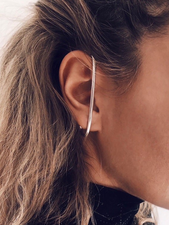 Ear cuff,silver ear cuff,bar ear cuff,sterling silver ear cuff,silver earrings,simple ear cuff,simple earrings,silver bar earrings