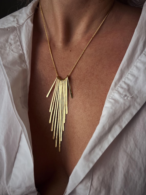 Long necklace, gold necklace, silver necklace, rays necklace, multiple necklace