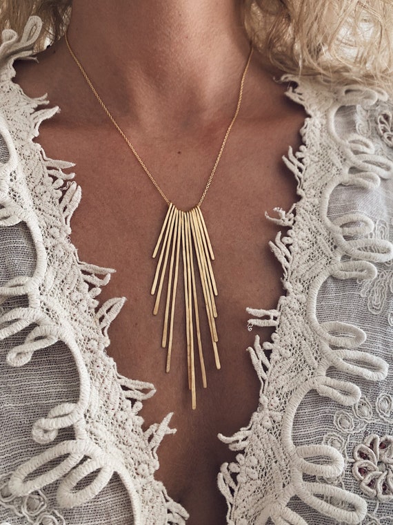 Gold necklace,sun necklace,bar necklace,Sterling silver 925 necklace,statement necklace,boho necklace,artisan necklace,chain necklace
