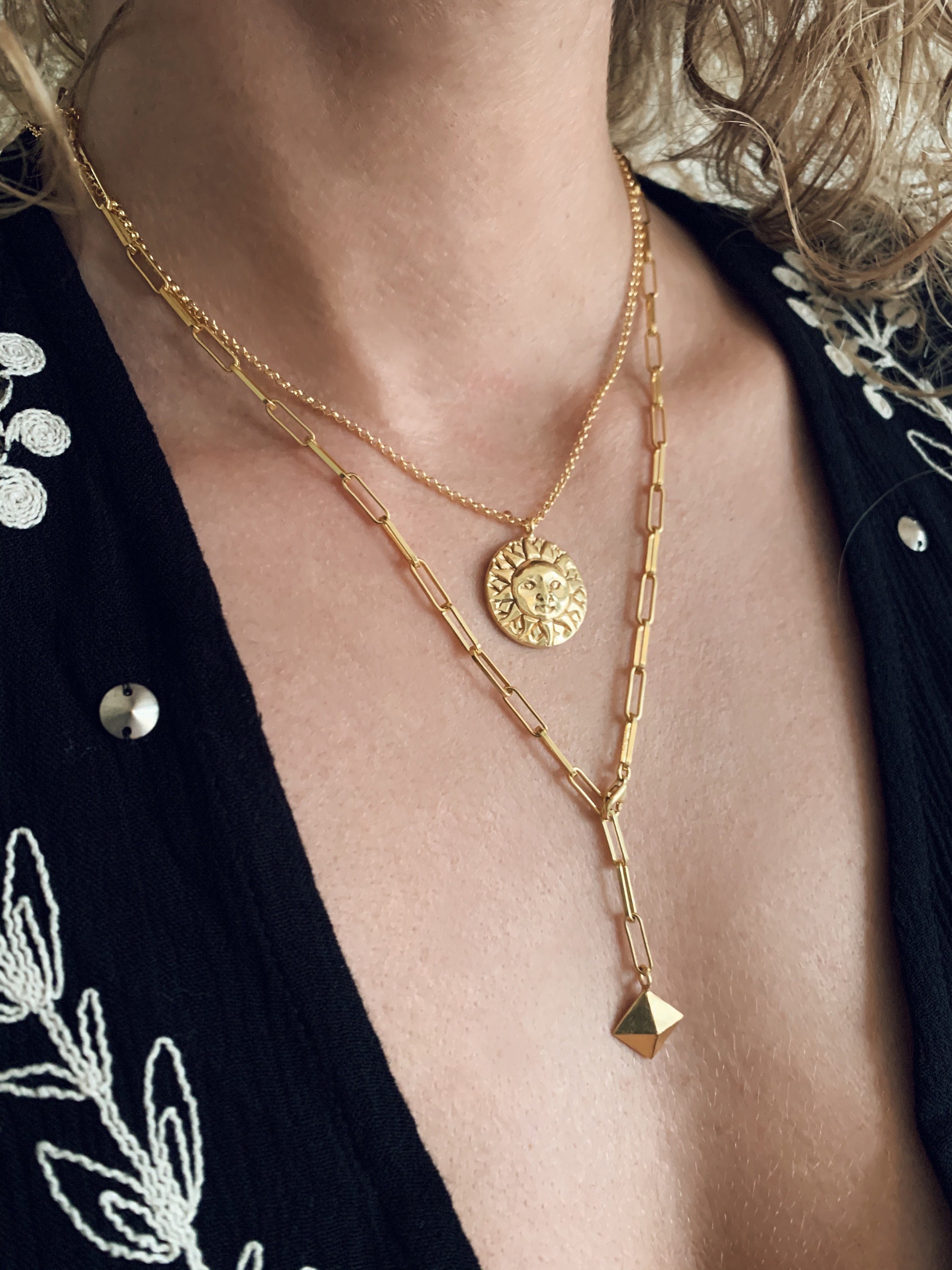 Rose quartz necklace lariat, chunky stone y necklace - Ruby Lane