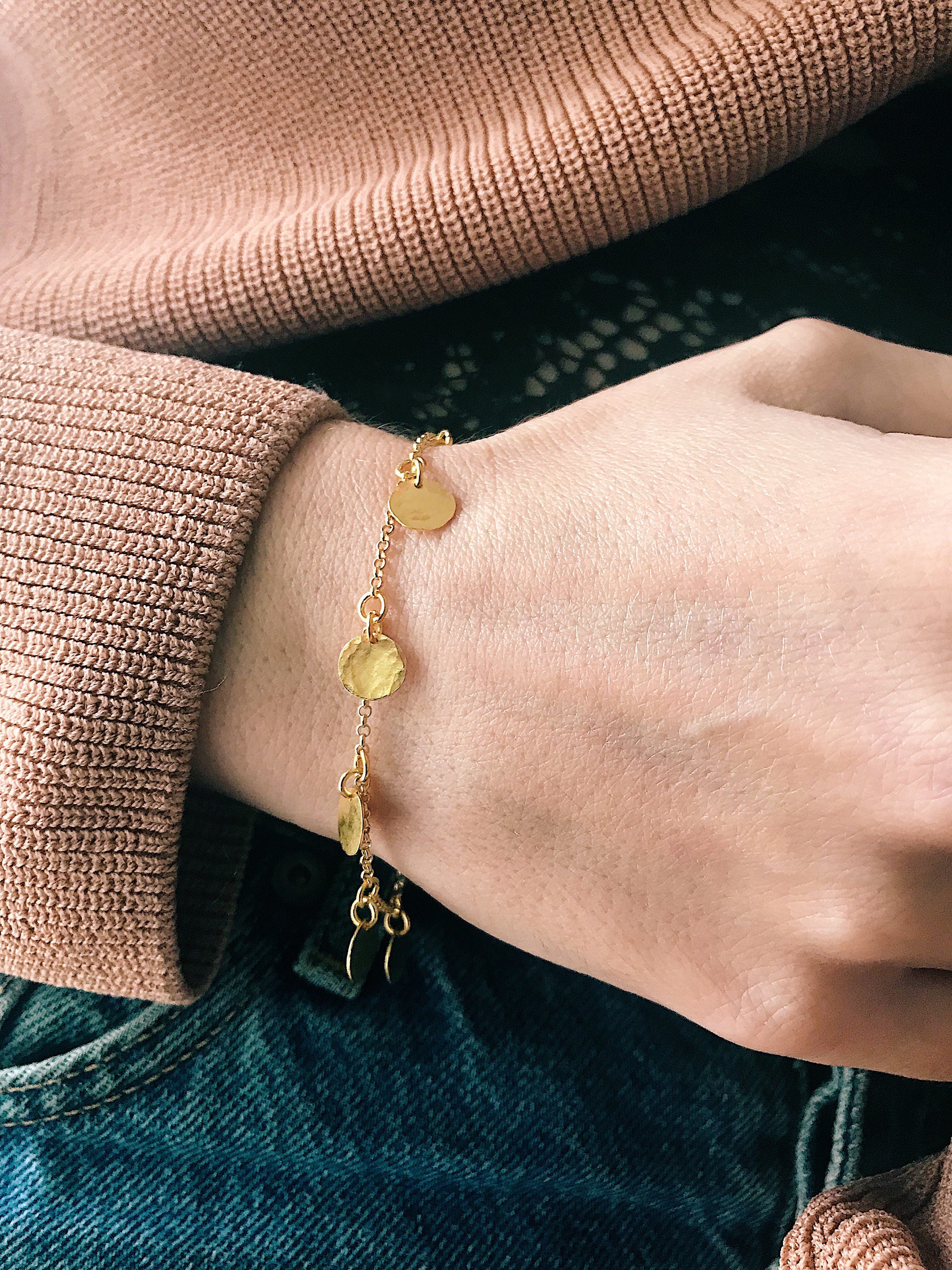 22k gold plated coin bracelet