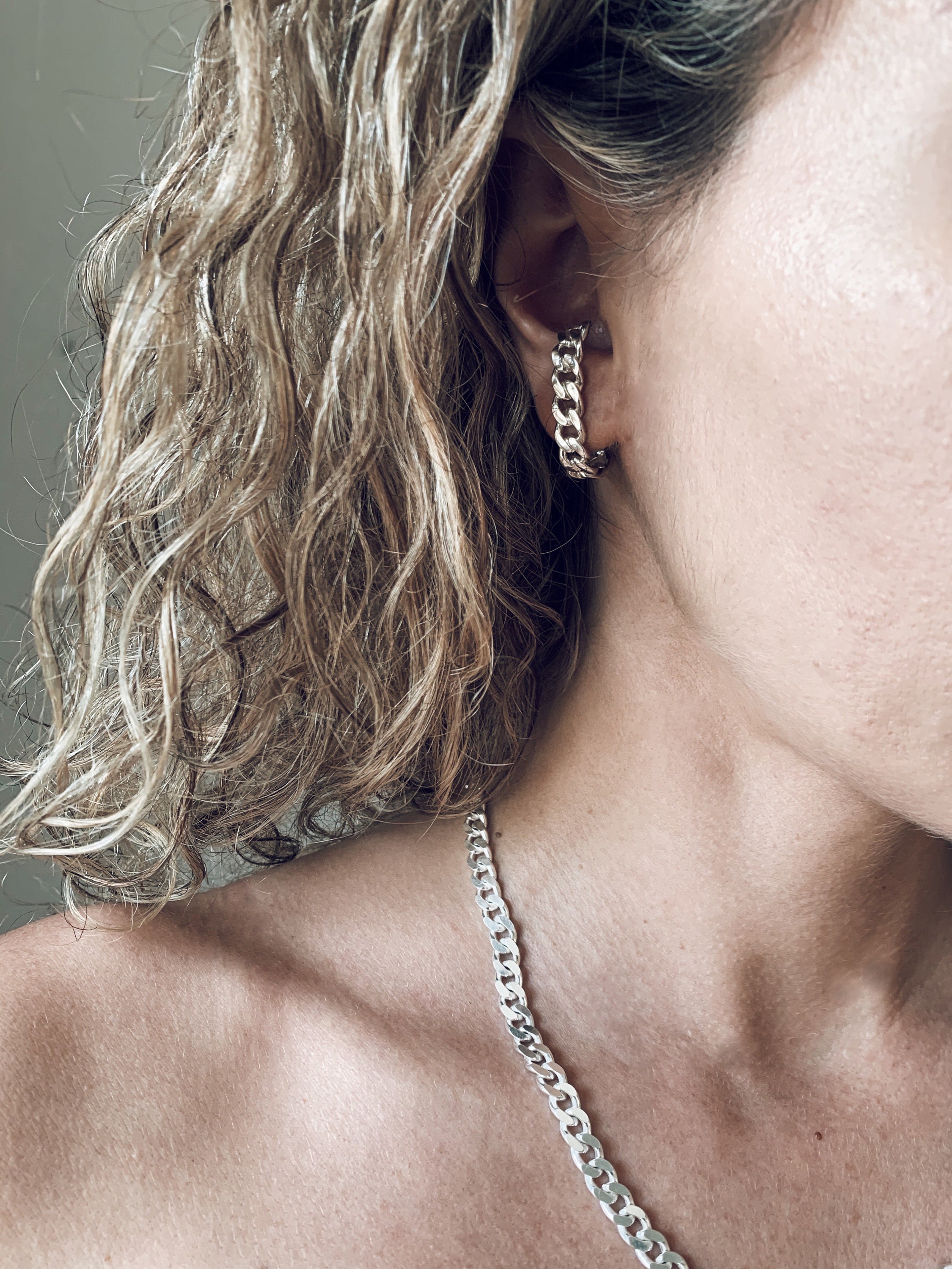 Ear cuff,silver ear cuff,chain earrings,sterling silver ear cuff,silver