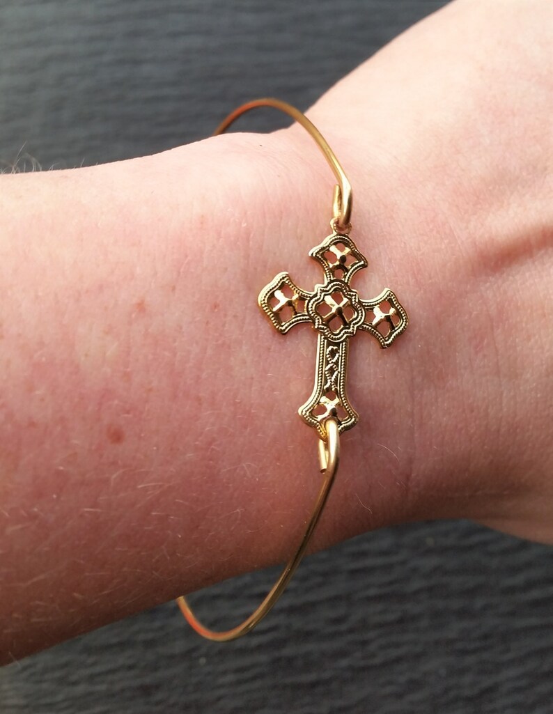 Gold cross bangle bracelet Clearance