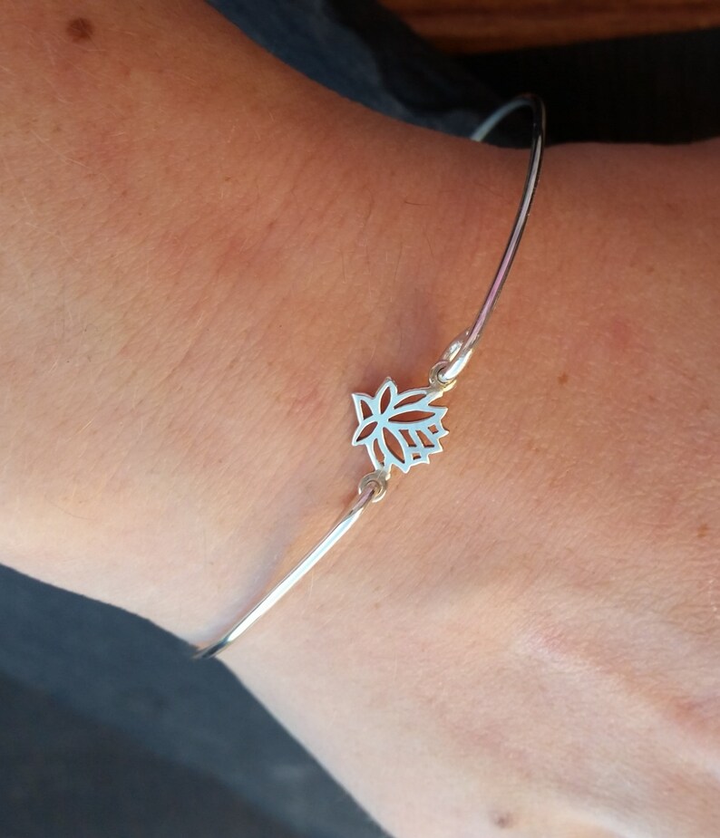 925 Sterling Silver Lotus Leaf Bangle Bracelet Protective Etsy
