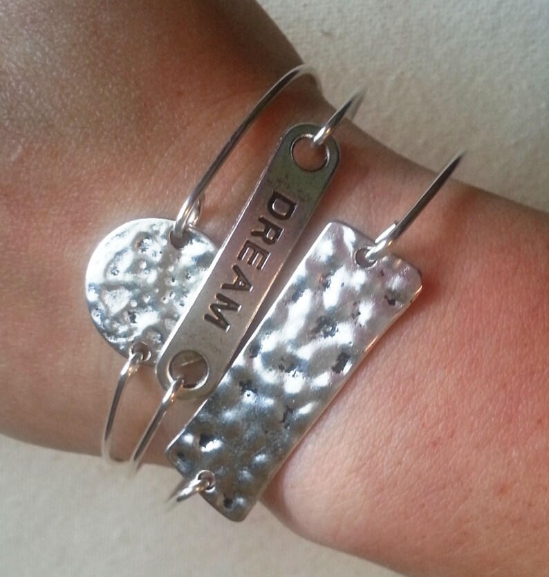 Faith Inspiration Silver Antiqued Bangle Bracelet Sterling Etsy