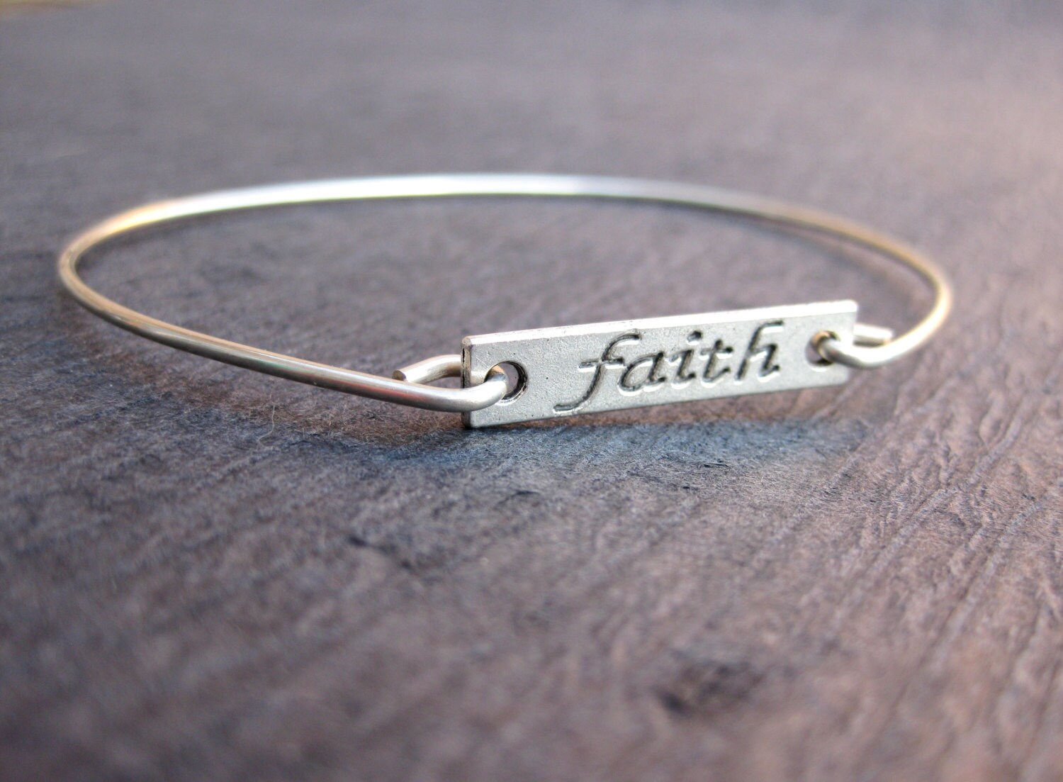 Faith Inspiration Silver Antiqued Bangle Bracelet Sterling Etsy