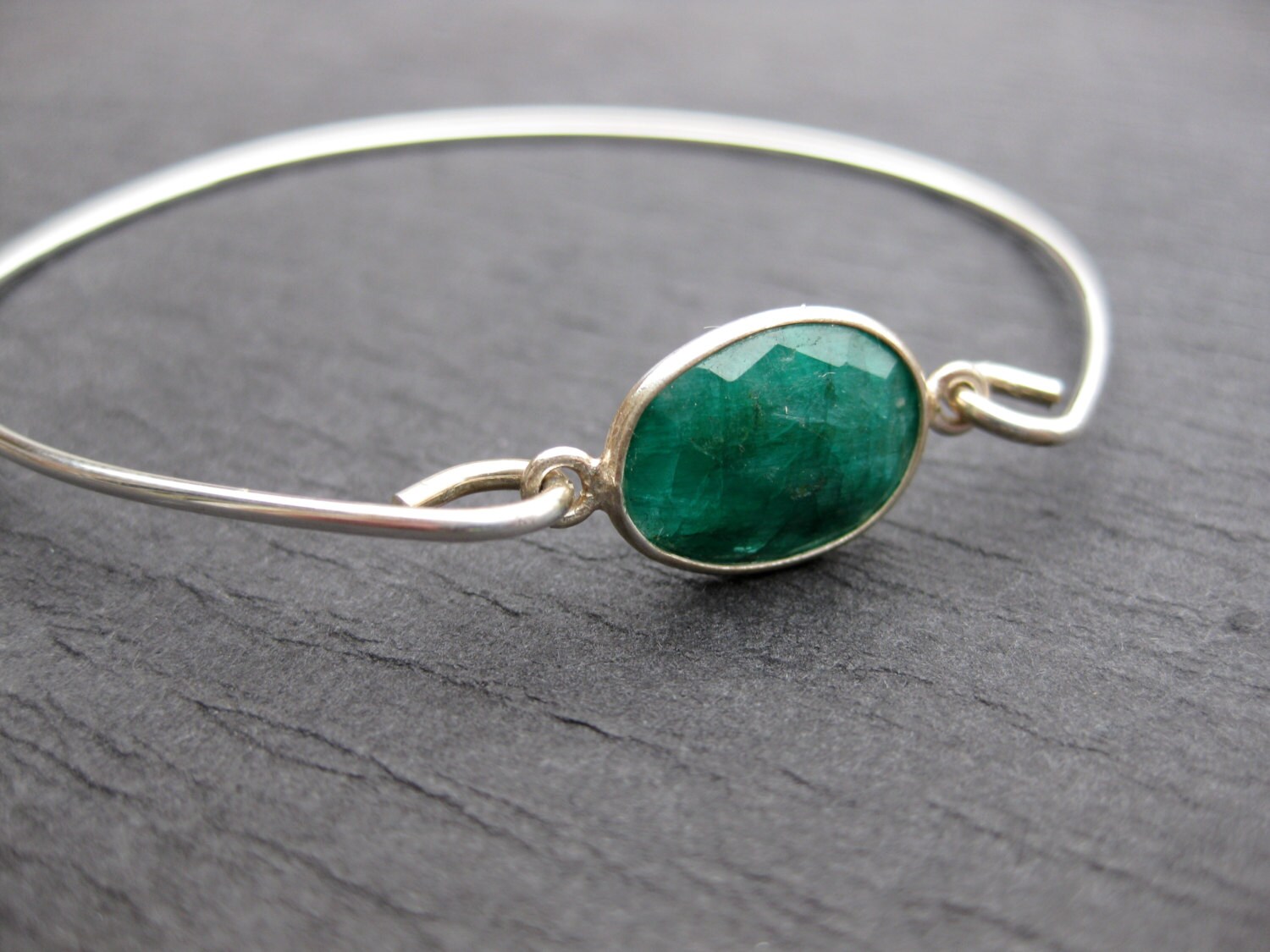 Raw Emerald Gemstone & 14k Gold Bangle Bracelets Raw Emerald | Etsy