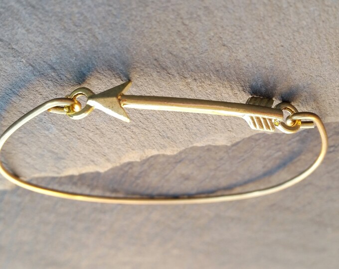 Sterling Silver or Gold Arrow Bangle Bracelet Arrow Jewelry Etsy