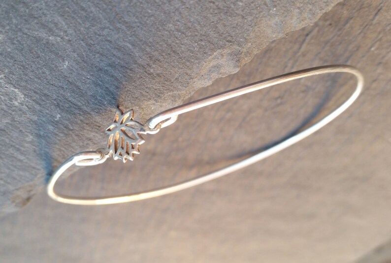 925 Sterling Silver Lotus Leaf Bangle Bracelet Protective Etsy