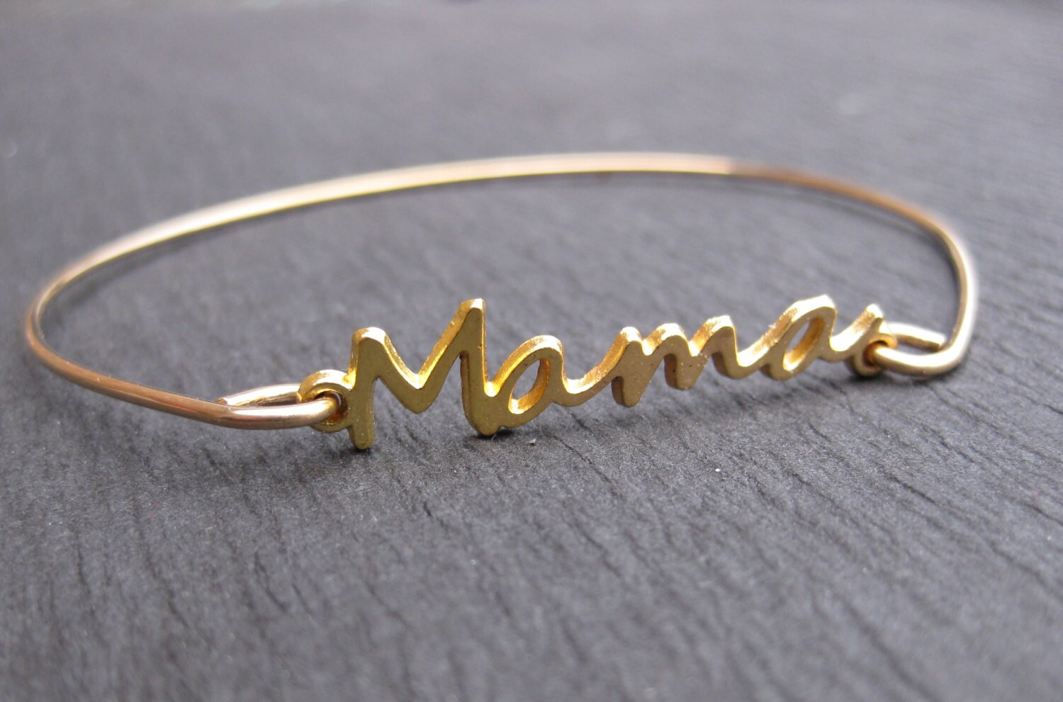 Mama Bracelets 14k Gold Mom Bangle Bracelet Mothers Days Etsy