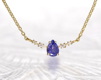Moissanite & Tanzanite Gold Plated Necklace