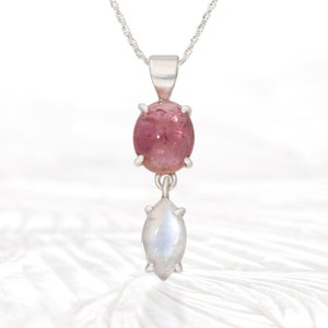 Pink Tourmaline & Moonstone Pendant