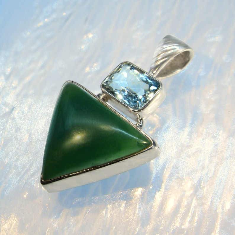 Celestial Aquamarine /& Chrome Chalcedony Silver Necklace