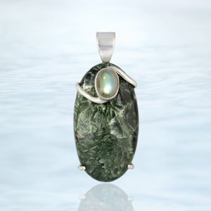 Moonstone & Seraphinite Silver Pendant