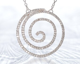 Moissanite Silver Spiral Necklace