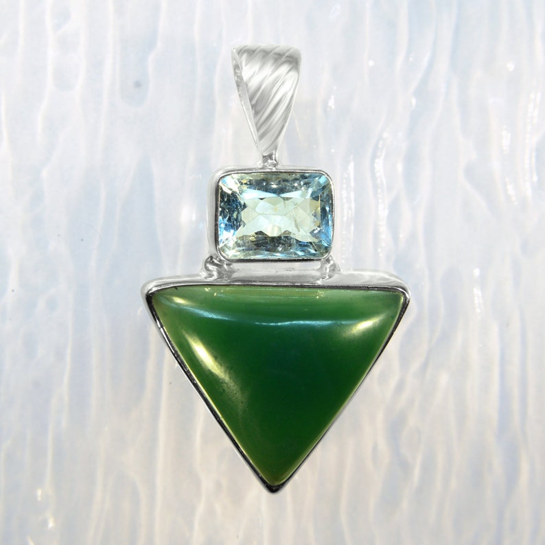 Celestial Aquamarine /& Chrome Chalcedony Silver Necklace