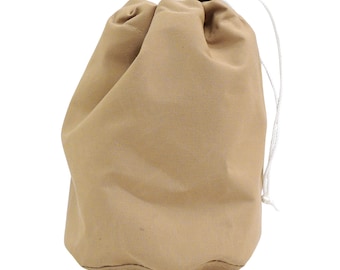 Ditty Bag, made with Sunbrella® Toast, approx 12" tall by 8" diameter round bottom, use for toiletries. sewing items etc., Made in the USA!