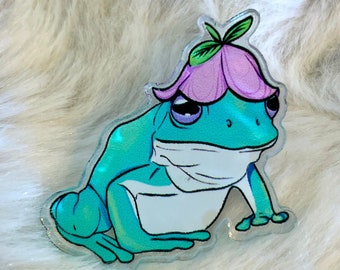 Tulip Hat Frog Pin - Clear Acrylic